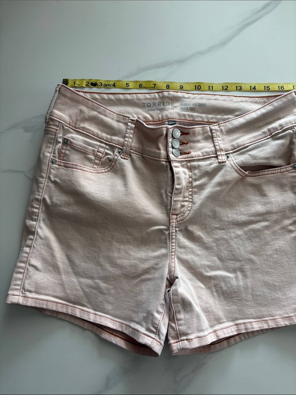 torrid Pale Blush Triple-Button Denim Shorts